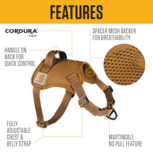Carhartt Nylon Duck No Pull Dog Harness, Fully Adjustable Dog Harness with Quick Control Handle and Reflective Accents, De...