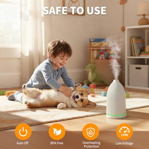 URPOWER 100ML Essential Oil Diffuser Ultrasonic Cool Mist Humidifier with 7 LED Lights, Timer & Auto-Off Quiet Aromatherap...