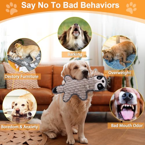 Eneston 5 Pack No Stuffing Squeaky Dog Toys for Large Dogs - Interactive Durable Plush Chew Toy with Crinkle Paper, Safe P...