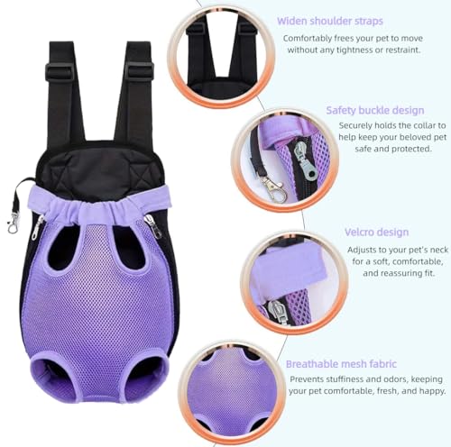 QQLe Pet Dog Carrier Backpack, Portable Breathable Mesh Chest Carrier, Polyester Woven Double Shoulder Pet Bag for Outdoor...
