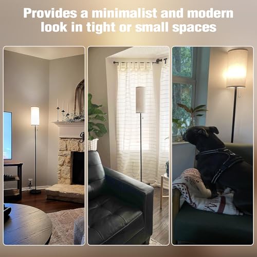 Ambimall 64'' Floor Lamp for Living Room with Bulb- Tall Lamps with Beige Lampshade & Pull Chain Switch, Pole Lamps for Be...