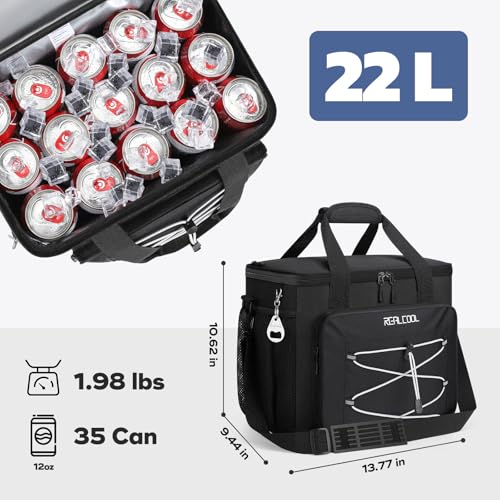 RealCool Soft Cooler Bag 35/45Can, Collapsible Cooler Insulated Leak Proof, Large Lunch Box for Men Women, Soft-Sided Cool...