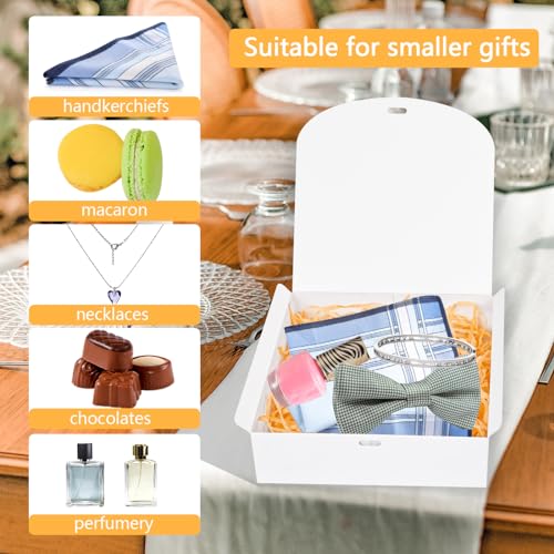 WLUSEAXI 10pack Gift Boxes with Lids, 6.5''x6.5''x2'' White Gift Boxes For Presents, Paper Boxes Gift Boxes with Ribbon fo...