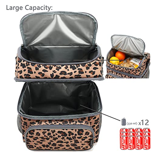 FlowFly Double Layer Cooler Insulated Lunch Bag Adult Lunch Box Large Tote Bag for Men, Women, With Adjustable Strap,Front...