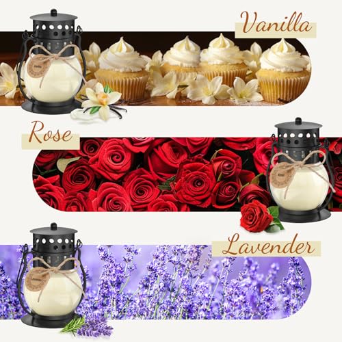 Scented Candles Gift Set - 3 Pack Candles for Home Scented Retro Lantern, Fall Candle Set Perfect for Women, Birthday, Yog...