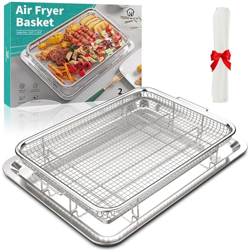 Air Fryer Basket for Oven, OPENICE 15.3" x 11.0" Large Air Fryer Tray and Pan with 30PCS Parchment Papers, Stainless Steel...
