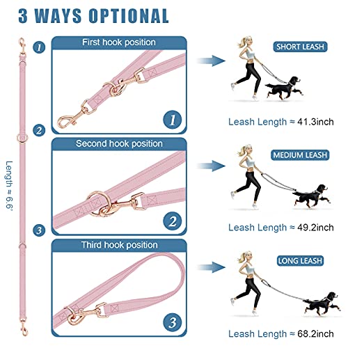 Soft Leather Dog Collar and Leash (6.6') Set - Stylish Rose Gold Heavy Duty Metal Buckle, 4 Adjustable Lengths Leash for S...