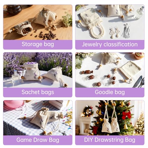 Daclubmenxy 20 PCS Lavender Bags, Lavender Sachet Empty Bag, Drawer Sachets with Drawstring Cotton Pouch for Filling Spice...