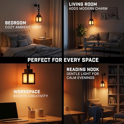 HomeLuvo Pixelated Lantern Night Light Lamp - 16 Color RGB Table or Hanging Pixel Mood Light with Chain - Wall Mountable T...