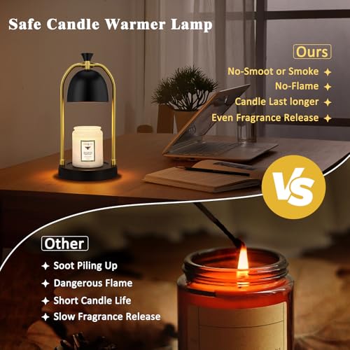 Hong-in Candle Warmer Lamp - with Timer & Dimmable, Cozy Birthday Gift for Women Mom, Modern Home Decor House Warming Gift...