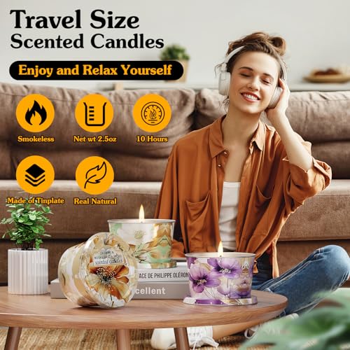 3-Pack Aromatherapy Candle Set - Travel-Size Scented Candles 2.5 oz Each | 10+ Hour Relaxing Long-Lasting Burn | Fragrant ...