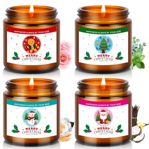Christmas Candle Set,Scented Candles for Holiday,4 Pack Natural Soy Candles for Home Scented,Christmas Gifts for Women and...