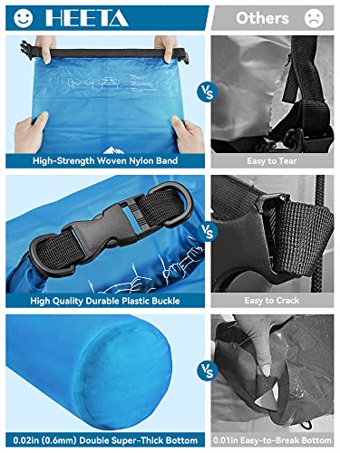 HEETA Dry Bag Waterproof for Women Men, 5L/10L/20L/30L/40L Roll Top Lightweight Dry Storage Bag Backpack with Phone Case f...