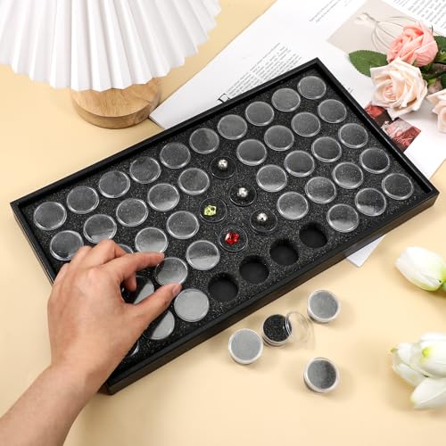 simarro 50 Gem Display Case Diamond Gemstone Storage Box Small Round Plastic Containers Box Jewelry Organizer Container wi...