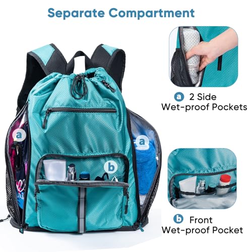 VIGEGARI Large Beach Backpack Waterproof Sandproof - Customized Oversized Drawstring Pool Bag with Shoe Compartment for To...