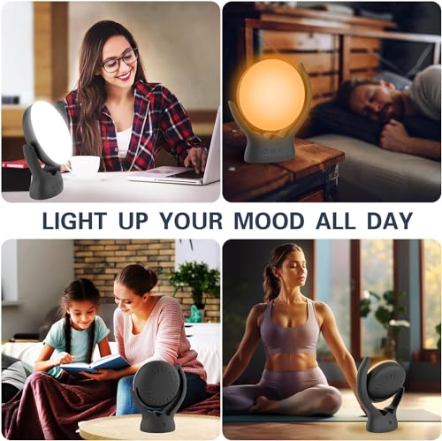 Voraiya Light Therapy Lamp, UV-Free 10000 Lux Therapy Light, Rotatable Happy Sunlight Lamp with 5 Brightness & 3 Color Tem...