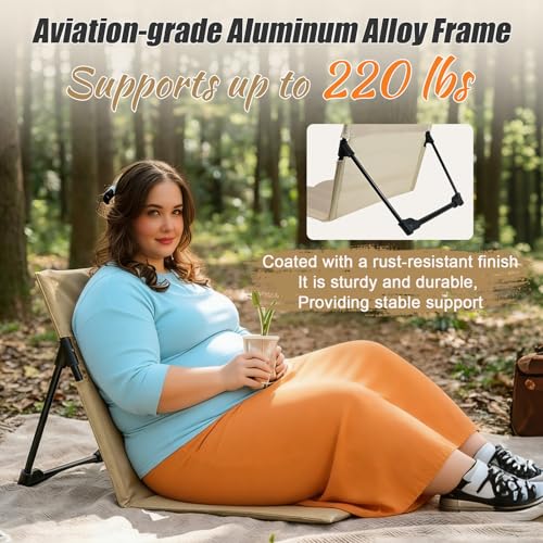 ROADNADO Widened & Thickened Folding Camping Chair with Backrest Ultra-Light Portable Beach Chair Outdoor Foldable Floor C...