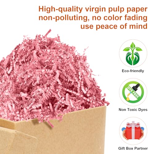 Darfukei Crinkle Paper Filler, Mother's Day Shredded Paper For Gift Baskets 1/2LB (8 oz) , Pink Valentine's Gifts Day Bask...