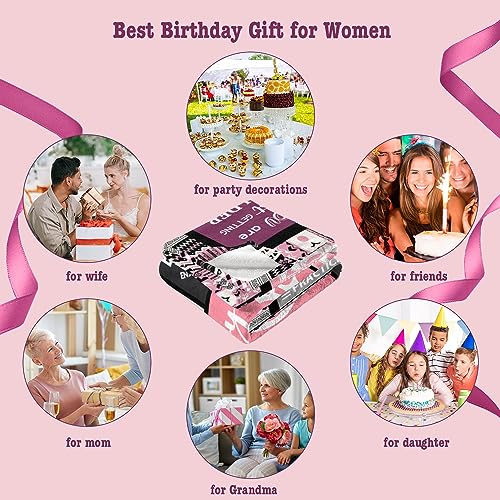 Ivivis Birthday Gifts for Women Girls Throw Blanket 60"X50", Happy Birthday Decorations for Woman, Gifts for Women Birthda...