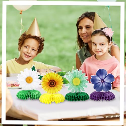9 Pieces Spring Flower Centerpieces for Tables, Honeycomb Spring Birthday Party Decorations, Baby Shower Centerpieces for ...