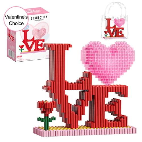 Romantic Love Shaped Building Set, Heart Ornament Building Toy Kit, Flowers Micro Building Blocks - Valentine's Day Gifts ...