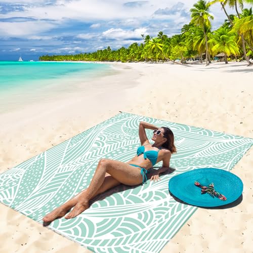 HIHOHO Beach Blanket Waterproof Sandproof Beach Mat for 1-8 Adults Quick Drying Durable Outdoor Picnic Mat for Beach Festi...