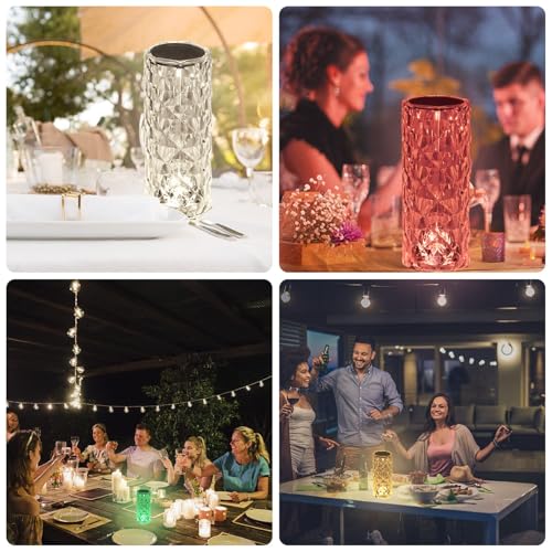 BGFHome Crystal Table Lamp RGB Color Changing Night Light,Romantic LED Rose Diamond Touch Lamps for Living Room (Remote & ...