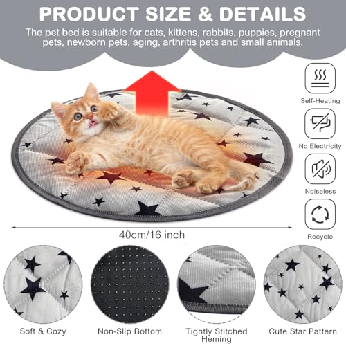 Namalu 4 Pack Self Warming Cat Bed Self Heating Cat Mat Star Pattern Soft Dog Crate Pad Thermal Pet Mat Anti Slip Kennel D...