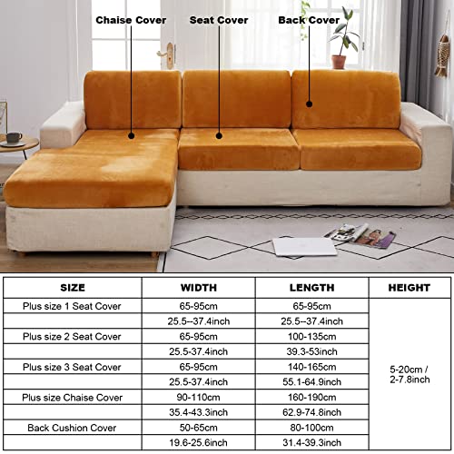 MIFXIN Velvet Stretchy Couch Cushion Slipcover Sofa Cover Universal Wear-Resistant L Shape Sectional Sofa Backrest Cushion...
