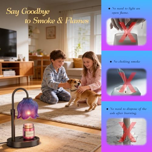 WYghyronic Candle Warmer Lamp with Adjustable Height - Flameless 4-Level Dimmable Wax Warmer, Timer Function & Stylish Des...