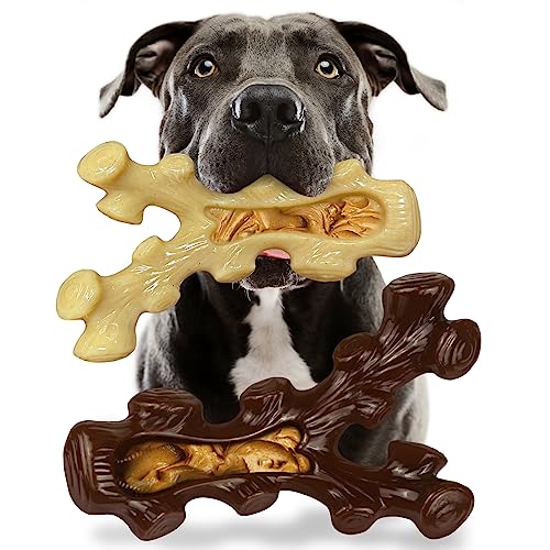 SIHRMIU 2 Pack Dog Chew Toys for Aggressive Chewers,Boredom and Stimulating Best Dog Toys for Medium/Large Breed,Tough Alm...