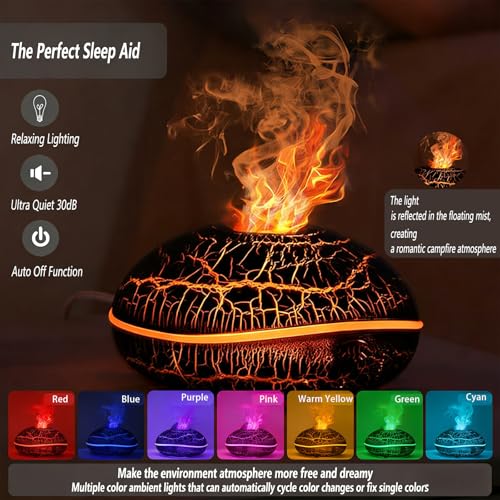 Candico 3-in-1 Aromatherapy Diffuser & Humidifier, 250ML Ultrasonic Aroma Essential Oil Diffuser with 7-Color Flame Night ...