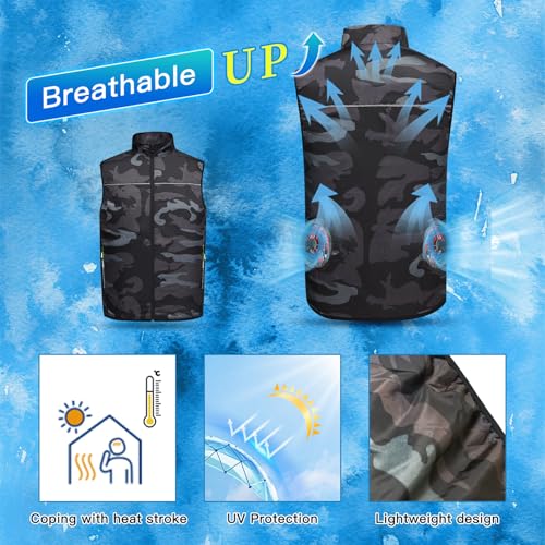YMTHE Cooling Vest with 20000mAh Battery Pack, Air Conditioner Clothes with Two Fans,12V 360° Air Supply Cooling Jacket, U...