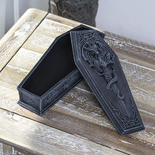 SUMMIT COLLECTION Gothic Dragon Sword Coffin Keepsake Box Collectible Sculpture Trinket Box 10 Inches