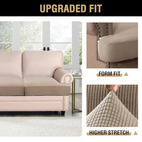H.VERSAILTEX Stretch 3 Piece T Cushion Sofa Slipcovers Individually Sofa Cushion Covers for 3 Cushion Couch Sofa Seat Cush...