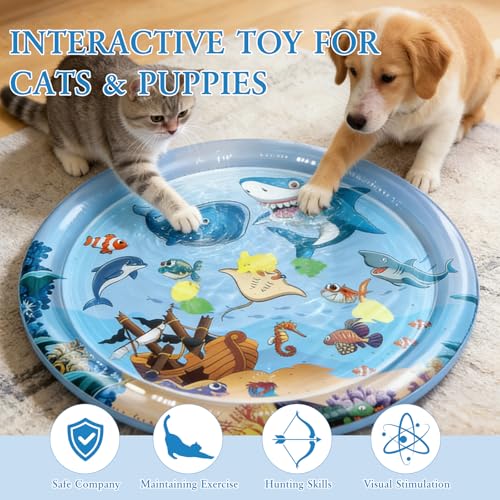 Water Sensory Play Mat for Cat Dog, 2026 Inflatable Pet Cooling Water Pad, Summer Water-Fillable Sensory Mat, Upgraded wit...