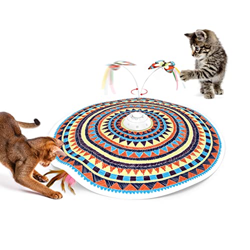 Potaroma Cat Toys Chargeable, 3in1 Hide and Seek, Automatic Interactive Fun, Fluttering Butterfly, Moving Feather, Kitten ...