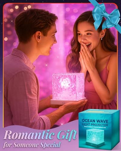 Rechargeable Shower Light No Wiring, 16 Color Changing Ocean Wave Lamp Projector, Waterproof Shower Mood Light Cube with R...