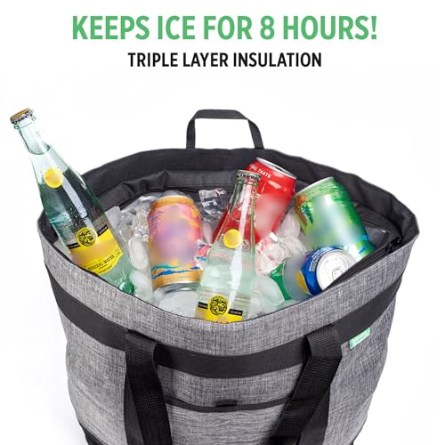 Jumbo Insulated Cooler Bag (Charcoal) with HD Thermal Insulation - Premium, Collapsible Soft Cooler Makes a Perfect Insula...