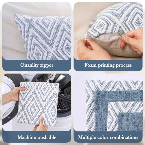 HPUK Decorative Throw Pillow Covers Set of 4 Square Couch Pillows Linen Cushion Cover for Couch Sofa Living Room, 18"x18" ...