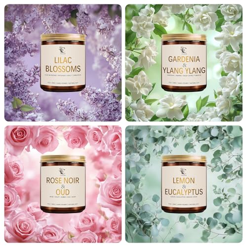 Scented Candles Set, 4Pack Floral Candles, Women Candles Gifts Valentine's Day Gift for Her Long Lasting Soy Wax Candle No...