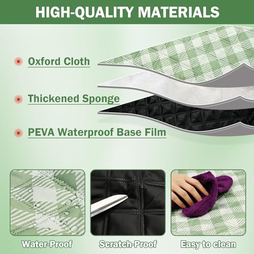 Extral Large Outdoor Waterproof Picnic Blanket With Shoulder Strap, 80"X80" 3-Layer Windproof Foldable Picnic Mat with Cor...