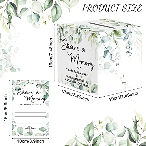 Pajean 50 Pcs Greenery Share a Memory Cards for Collections of Life, Memory Cards Box Guest Ideas for Funeral Graduation W...