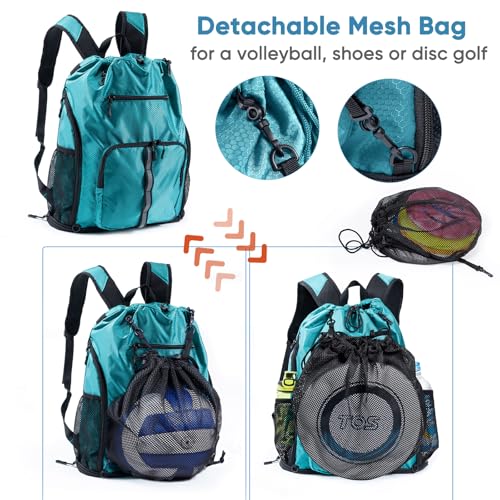 VIGEGARI Large Beach Backpack Waterproof Sandproof - Customized Oversized Drawstring Pool Bag with Shoe Compartment for To...