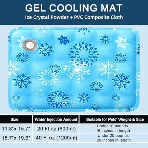 MeowAroma Cooling Mat for Dogs and Cats, Foldable Gel Cooling Mat with Ice Crystal Powder, Blanket Water Injection Cool Pe...