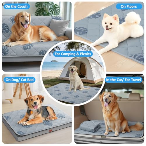 LOOBANI Dog Cooling Mat for Large Dogs - 56"x36" Pet Cooling Mat with Anti-Slip Bottom, Waterproof Self-Cooling Dog Pad fo...