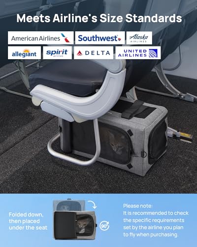 Airline Approved Cat Carrier, Pet Carrier Soft-Sided, Portable Dog Carrier with Stable Structure, TSA Approved Pet Carrier...