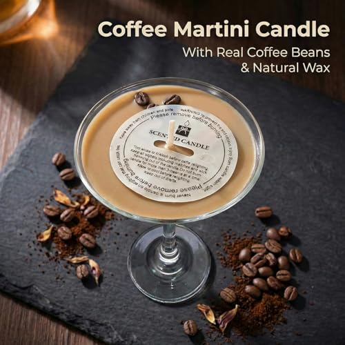 SILEAGEO Espresso Martini Candle in Reusable Glass | Strong Scented Natural Soy Wax Coffee Candle, Home & Bedroom Decor | ...