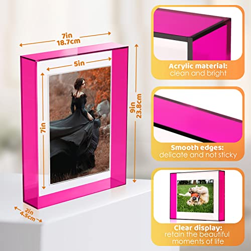 Kathfly 4 Pcs 5x7 Floating Picture Frame Acrylic Frames for Wall Mounted or Tabletop Standing Decorative Magnetic Photo Fr...
