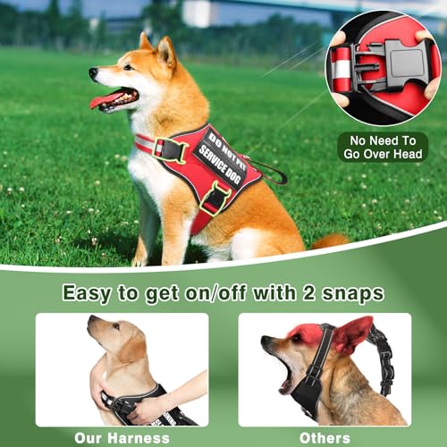 MOOGROU Service Dog Vest Harness and Leash Set+10 Patches,No Pull&Adjustable Reflective Dog Harness with Soft Padded Handl...
